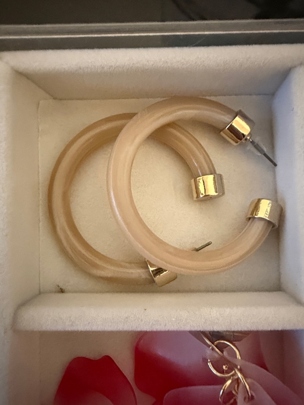 Classic Nude Hoop Earrings with Gold Accents
